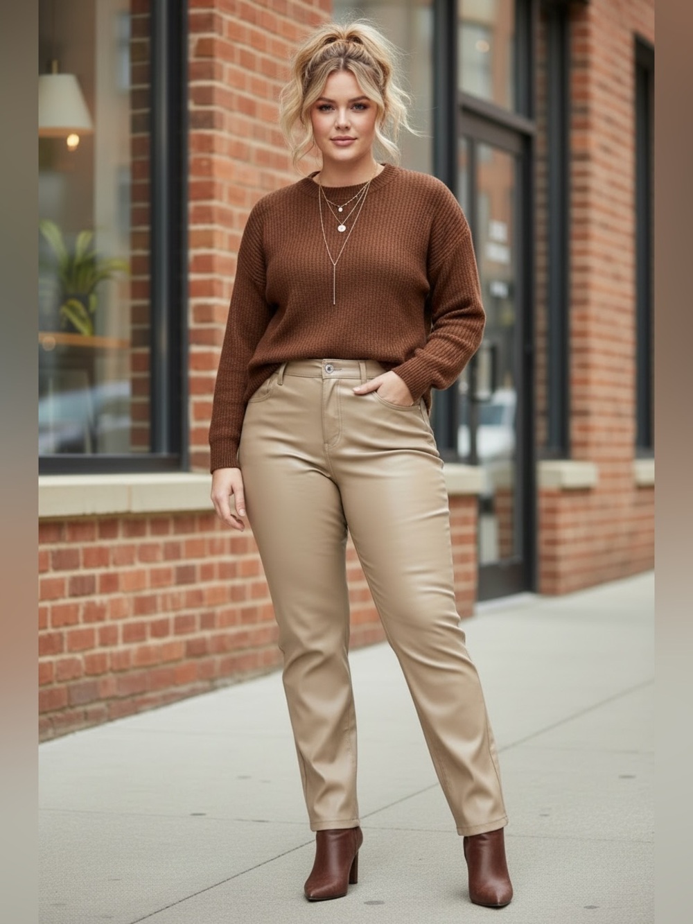 ABERCROMBIE & FITCH Vegan Leather 90s Straight Ultra High Rise Pants 33 16 NWT
